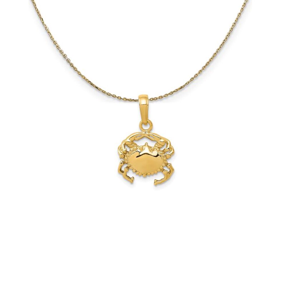 14k Yellow Gold Polished Crab Necklace - 24 Inch